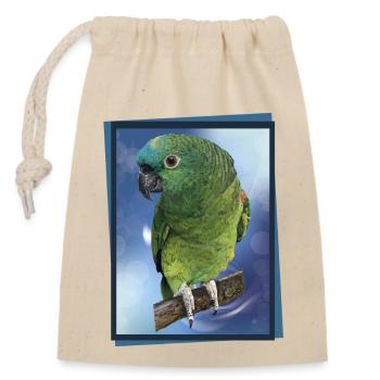 The blue-fronted amazon - Closable cotton gift bag (14x20cm) - nature - Front