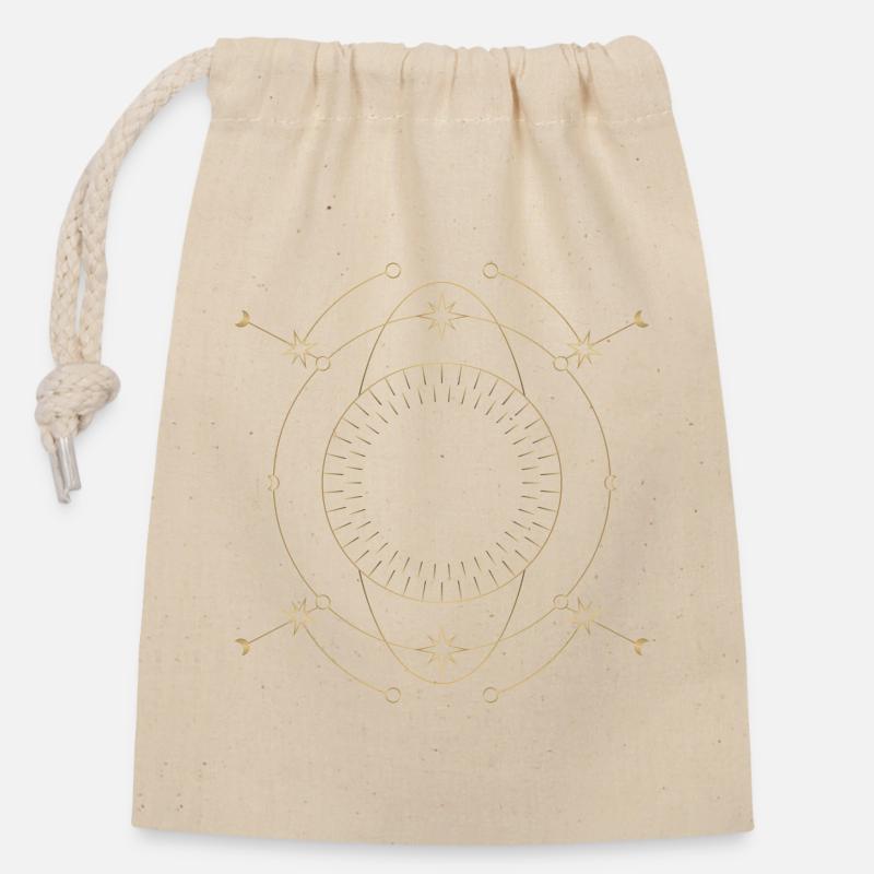 Conception de l’orbite du cercle d’étoile dorée - Sac cadeau en coton avec cordon (14 x 20 cm) - nature