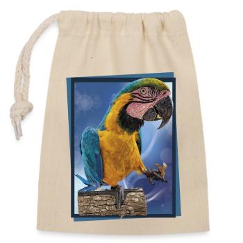 The blue and yellow macaw - Closable cotton gift bag (14x20cm) - nature - Front