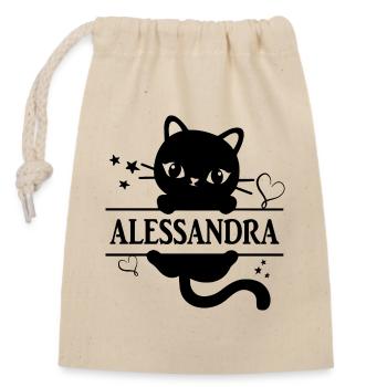 Katzen-T-Shirt Alessandra Katzen-T-Shirt Geschenkidee - Verschließbarer Geschenkbeutel aus Baumwolle (14x20cm) - Natur - Vorne