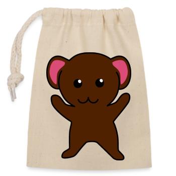 Petite souris Brune - Sac cadeau en coton avec cordon (14 x 20 cm) - nature - Devant