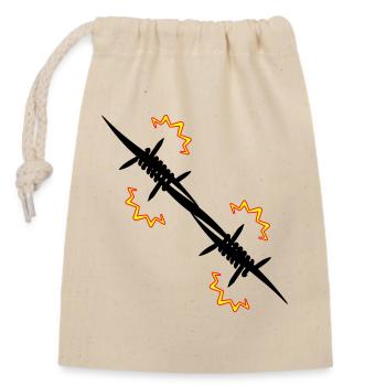 Electric fence Barbed wire - Closable cotton gift bag (14x20cm) - nature - Front