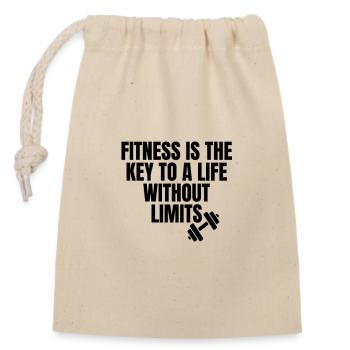 Fitness - Closable cotton gift bag (14x20cm) - nature - Front