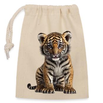 Mignon bébé tigre - Sac cadeau en coton avec cordon (14 x 20 cm) - nature - Devant