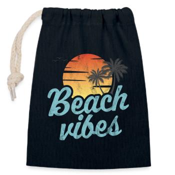 Vibrations de la plage - Sac cadeau en coton avec cordon (14 x 20 cm) - bleu marine - Devant