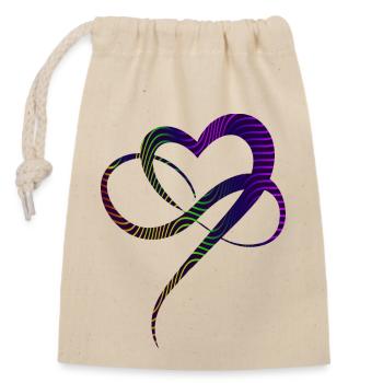Unendliche Liebe Herz Bunte Linien Infinity Heart - Verschließbarer Geschenkbeutel aus Baumwolle (14x20cm) - Natur - Vorne