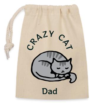 Crazy Cat Dad - Verschließbarer Geschenkbeutel aus Baumwolle (14x20cm) - Natur - Vorne