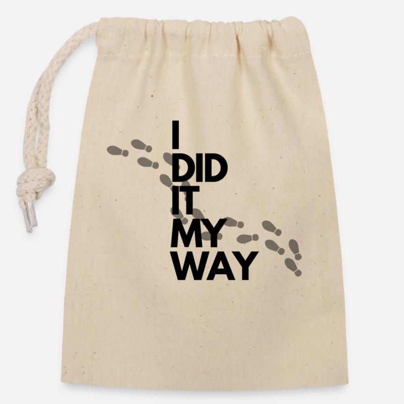 I did it my Way Fußabdrücke - Verschließbarer Geschenkbeutel aus Baumwolle (14x20cm) - Natur