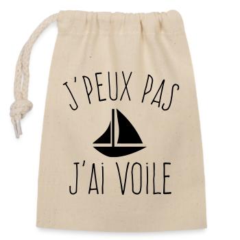 J'peux pas j'ai Voile - Humour Marin - Sac cadeau en coton avec cordon (14 x 20 cm) - nature - Devant