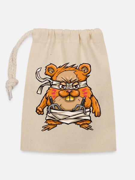 HAM-JITSU - Verschließbarer Geschenkbeutel aus Baumwolle (14x20cm) - Natur