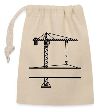 Grue de chantier avec bannière - Sac cadeau en coton avec cordon (14 x 20 cm) - nature - Devant