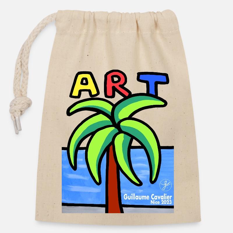Palm Tree Art - Closable cotton gift bag (14x20cm) - nature