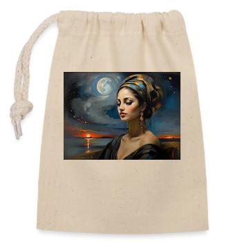 Woman Painting - Closable cotton gift bag (14x20cm) - nature - Front