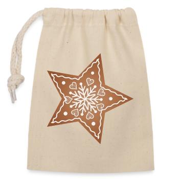 beautiful gingerbread star for christmas - Closable cotton gift bag (14x20cm) - nature - Front