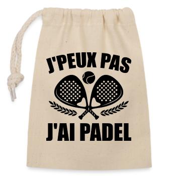 J'Peux Pas J'ai Padel Padel Raquette Padeliste - Sac cadeau en coton avec cordon (14 x 20 cm) - nature - Devant