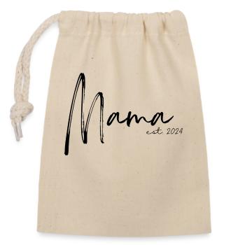 Mom since 2024 / new mom - Closable cotton gift bag (14x20cm) - nature - Front
