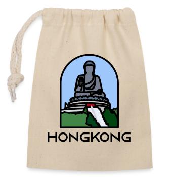 Hong Kong - Tian Tan Buddha - Closable cotton gift bag (14x20cm) - nature - Front