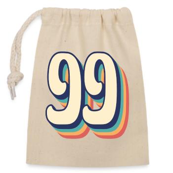 Vintage Retro T-Shirt Number 99 Ninety Nine - Closable cotton gift bag (14x20cm) - nature - Front