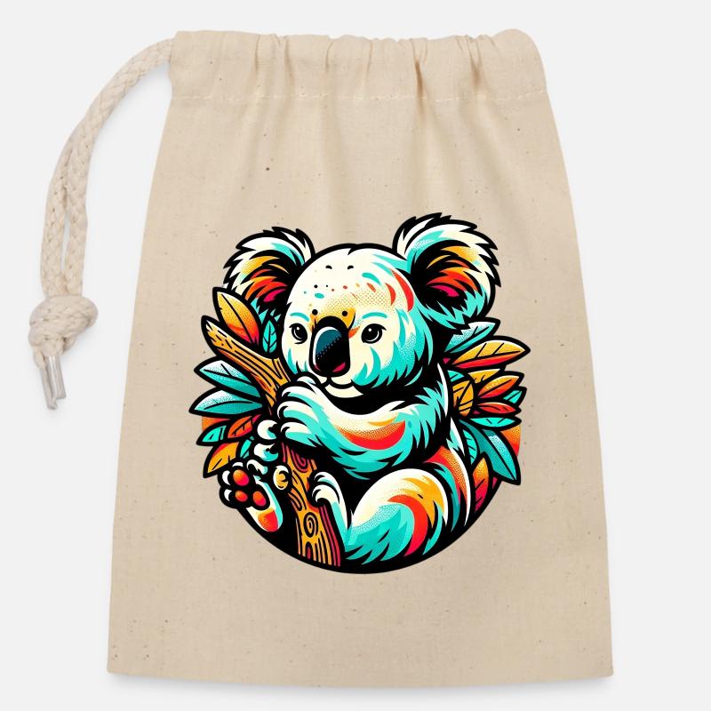 Koala - Sac cadeau en coton avec cordon (14 x 20 cm) - nature