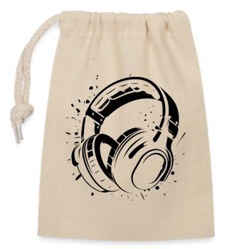 Headphones - Closable cotton gift bag (14x20cm) - nature - Front