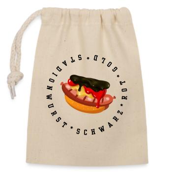 Fan de football Allemagne Stadium Saucisse - Sac cadeau en coton avec cordon (14 x 20 cm) - nature - Devant