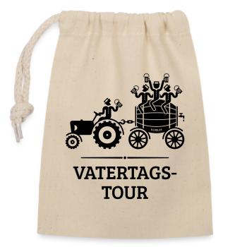 Vatertagstour Trecker Bierfass (Vatertag / Black) - Verschließbarer Geschenkbeutel aus Baumwolle (14x20cm) - Natur - Vorne