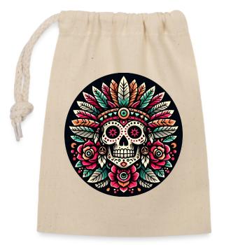 Crâne maya 2 - Sac cadeau en coton avec cordon (14 x 20 cm) - nature - Devant