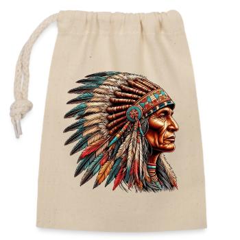 Amérindien Peau rouge d’Amérique - Sac cadeau en coton avec cordon (14 x 20 cm) - nature - Devant