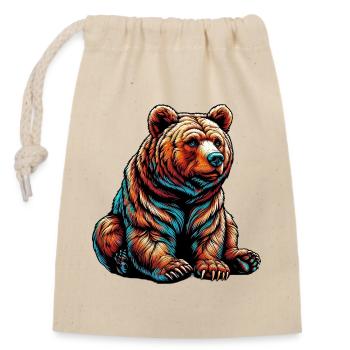 Bear - Closable cotton gift bag (14x20cm) - nature - Front