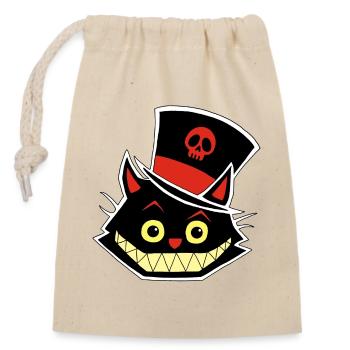 chat et chapeau - Sac cadeau en coton avec cordon (14 x 20 cm) - nature - Devant