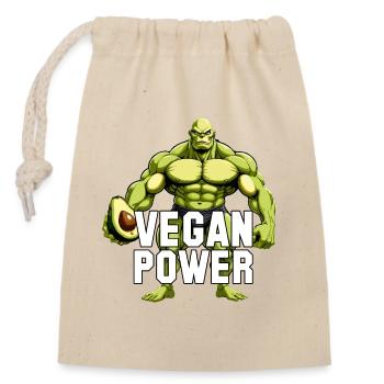 Vegan Power Avocado Superfood Muskeln Geschenk - Verschließbarer Geschenkbeutel aus Baumwolle (14x20cm) - Natur - Vorne