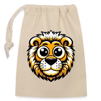 Lion - Closable cotton gift bag (14x20cm) - nature - Front