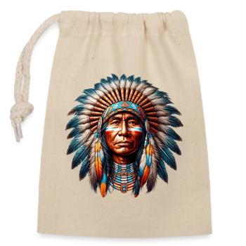 Amerikanisch, Indianer, Amerikaner - Verschließbarer Geschenkbeutel aus Baumwolle (14x20cm) - Natur - Vorne
