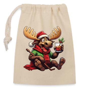 ELCH - Weihnachten - Verschließbarer Geschenkbeutel aus Baumwolle (14x20cm) - Natur - Vorne