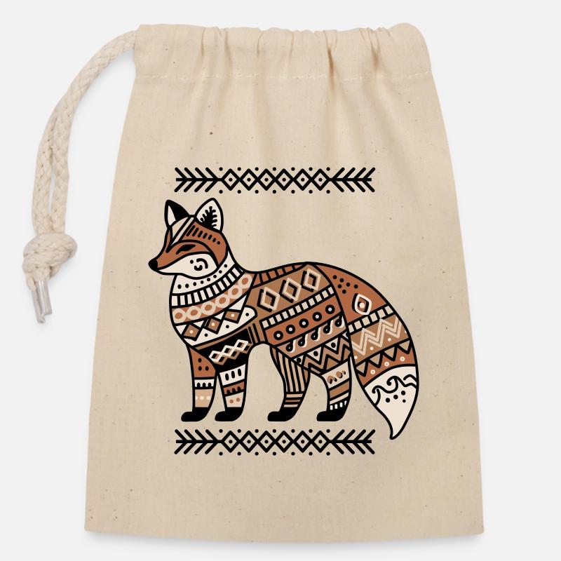 Boho fox: Stylish design for nature fans - Closable cotton gift bag (14x20cm) - nature
