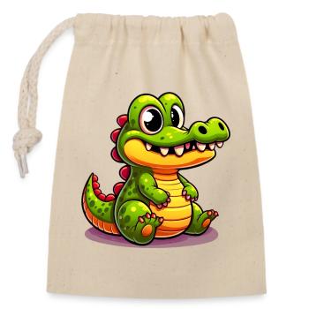 Alligator-Krokodil - Verschließbarer Geschenkbeutel aus Baumwolle (14x20cm) - Natur - Vorne