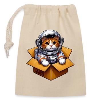 Astronaut Cat - Closable cotton gift bag (14x20cm) - nature - Front