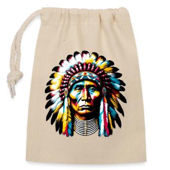 American Indian American - Closable cotton gift bag (14x20cm) - nature - Front