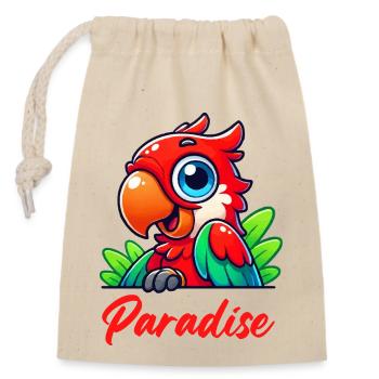 papagei paradise - Verschließbarer Geschenkbeutel aus Baumwolle (14x20cm) - Natur - Vorne