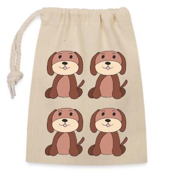 Chiens Four-Pack - Sac cadeau en coton avec cordon (14 x 20 cm) - nature - Devant