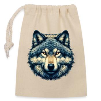 Wolf - Closable cotton gift bag (14x20cm) - nature - Front