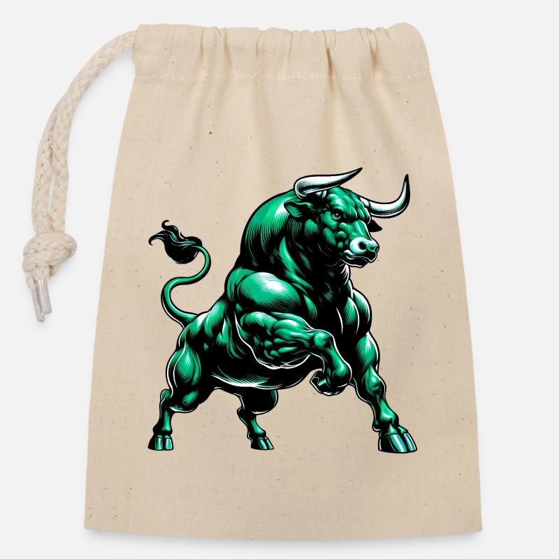 Taureau - Sac cadeau en coton avec cordon (14 x 20 cm) - nature