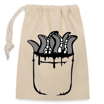 Tentakel Brusttasche Oktopus Monster Hemdtasche - Verschließbarer Geschenkbeutel aus Baumwolle (14x20cm) - Natur - Vorne