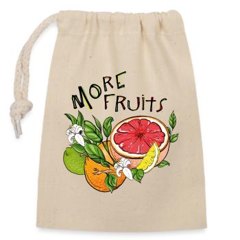 More Fruits, leckeres Obst - Verschließbarer Geschenkbeutel aus Baumwolle (14x20cm) - Natur - Vorne