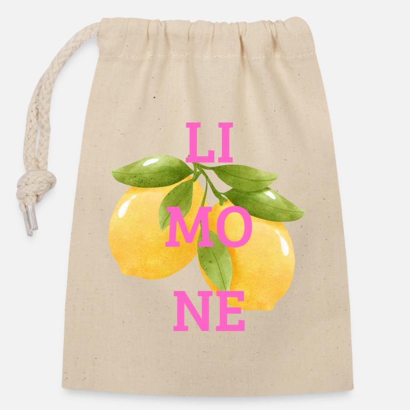 Limone - Verschließbarer Geschenkbeutel aus Baumwolle (14x20cm) - Natur