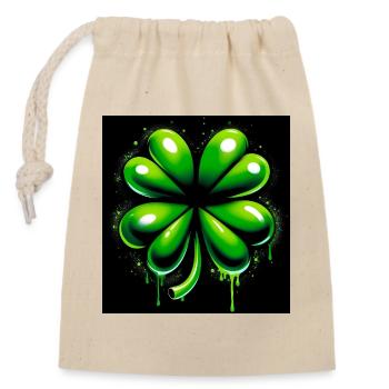 Trèfle à quatre feuilles - Sac cadeau en coton avec cordon (14 x 20 cm) - nature - Devant