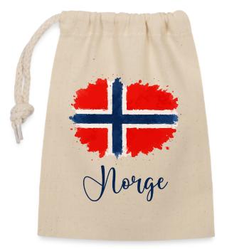 norway-norge-flag - Closable cotton gift bag (14x20cm) - nature - Front