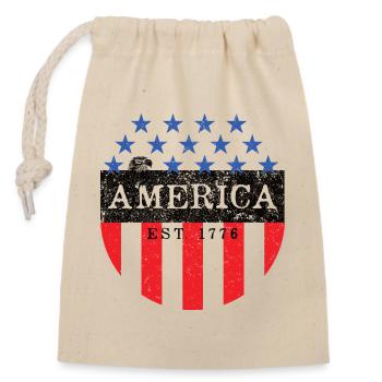 American Patriotic Shield - Closable cotton gift bag (14x20cm) - nature - Front
