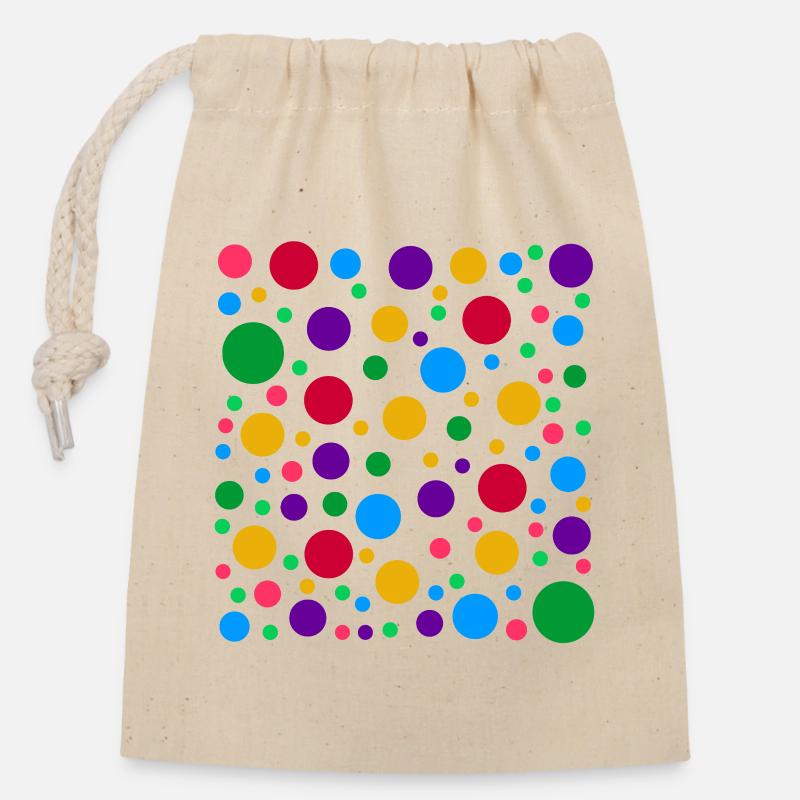 Buntes Polka Dot Muster – hell fleckig gepunktet - Verschließbarer Geschenkbeutel aus Baumwolle (14x20cm) - Natur
