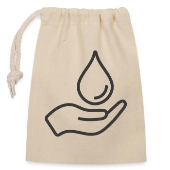 Hand Holding Water Drop Line Icon Logo - Closable cotton gift bag (14x20cm) - nature - Front
